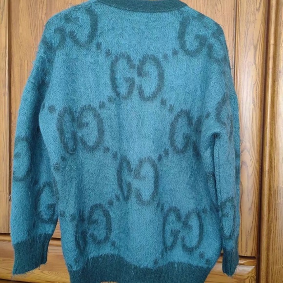 Gucci Teal and Forest Green Women's Cardigan - Picture 2 of 8
